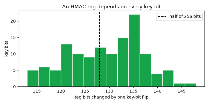 An HMAC tag depends on every key bit