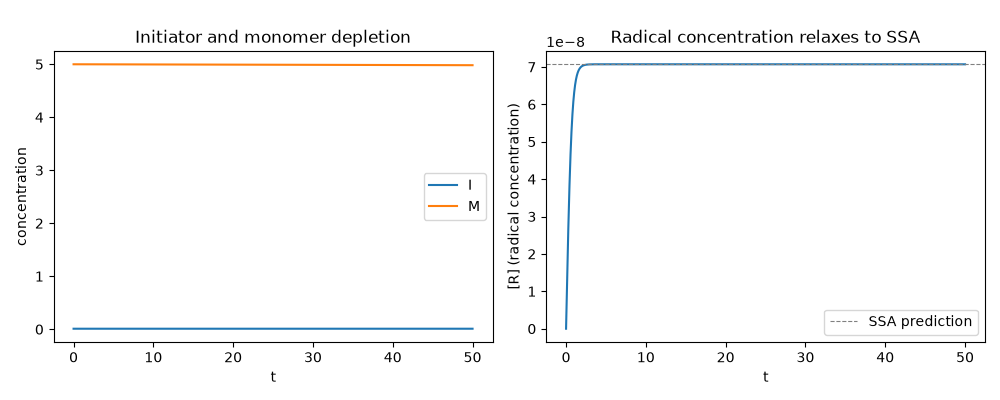 Initiator and monomer depletion, Radical concentration relaxes to SSA