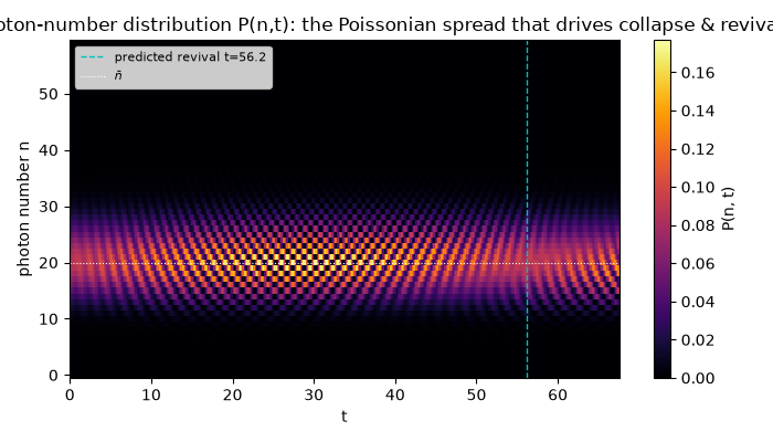 Cavity photon-number distribution P(n,t): the Poissonian spread that drives collapse & revival