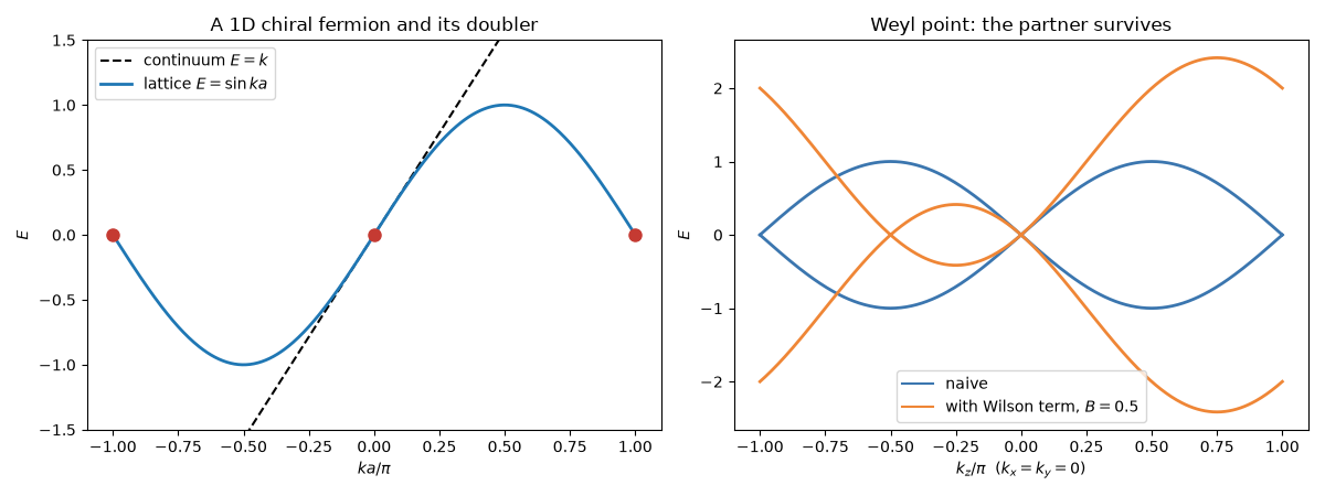 A 1D chiral fermion and its doubler, Weyl point: the partner survives